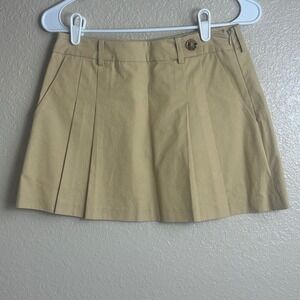 STORIA Rare Sample Khaki Pleated Mini Skirt Size S Schoolgirl Preppy Casual NWT